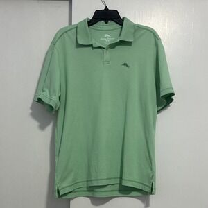 Tommy Bahama Men's Regular Fit Polo Shirt M Green Short Sleeve Collared